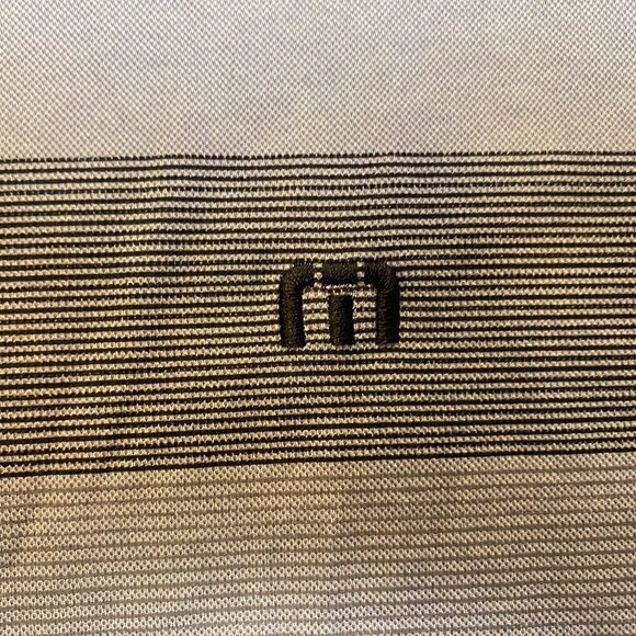 TravisMathew Mens Polo Shirt Medium Gray Embroidered Logo & Striped Design Mens - Picture 6 of 8